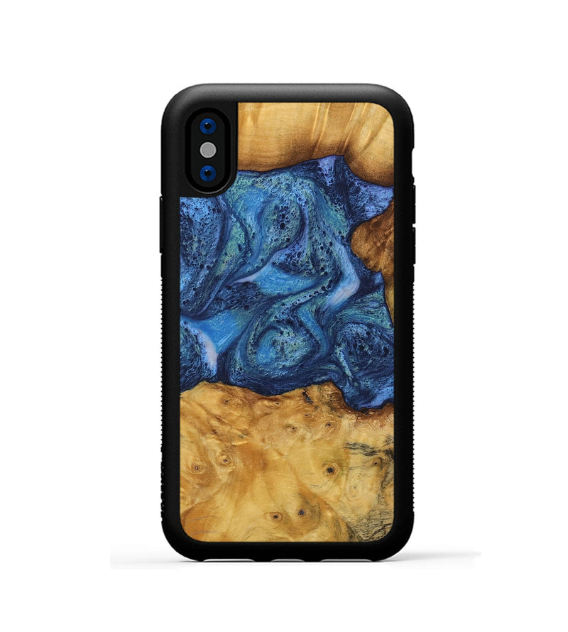 iPhone Xs Wood Phone Case - Bettina (Blue, 732634)