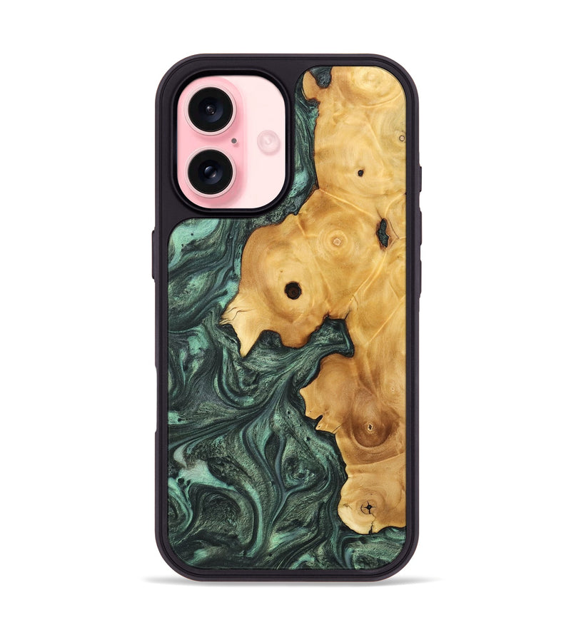 iPhone 16 Wood Phone Case - Aimil (Green, 732638)