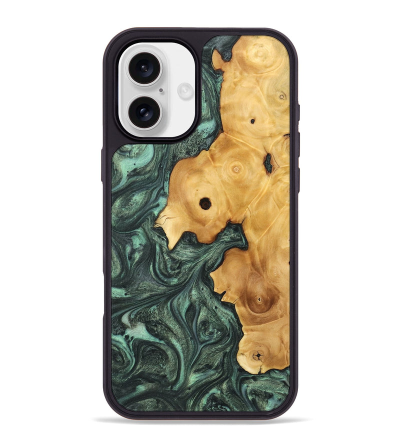 iPhone 16 Plus Wood Phone Case - Aimil (Green, 732638)