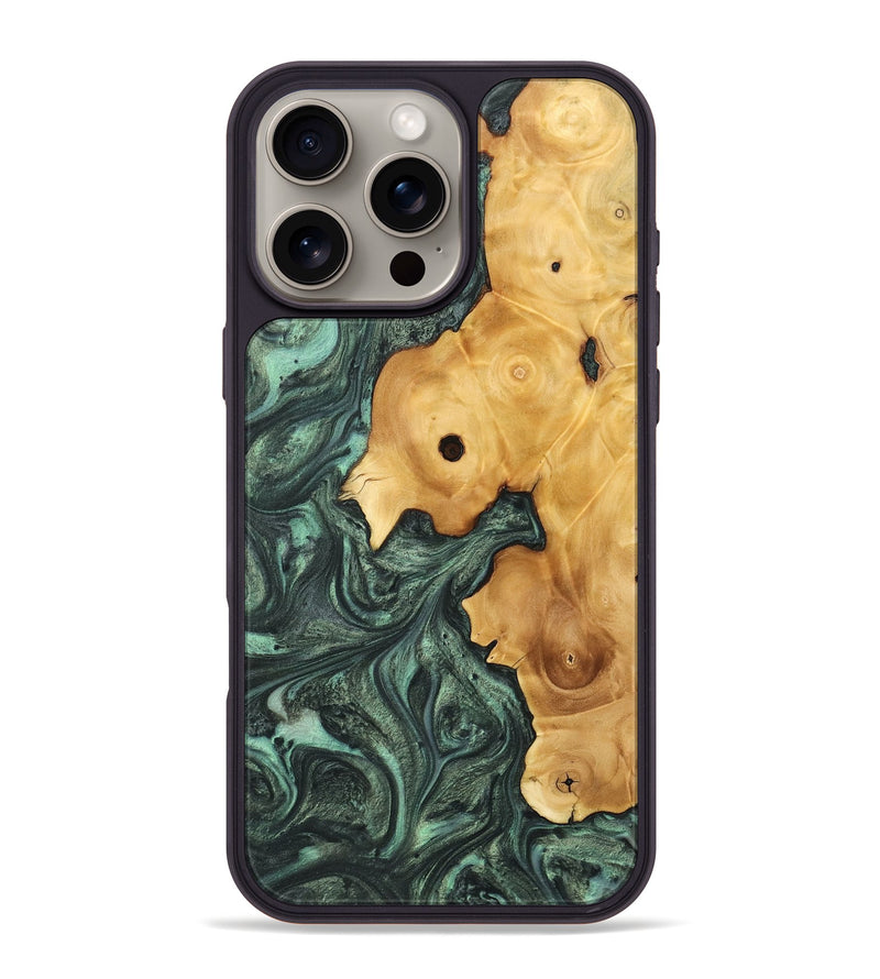 iPhone 16 Pro Max Wood Phone Case - Aimil (Green, 732638)