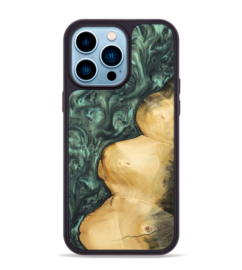 iPhone 14 Pro Max Wood Phone Case - Farrah (Green, 732639)