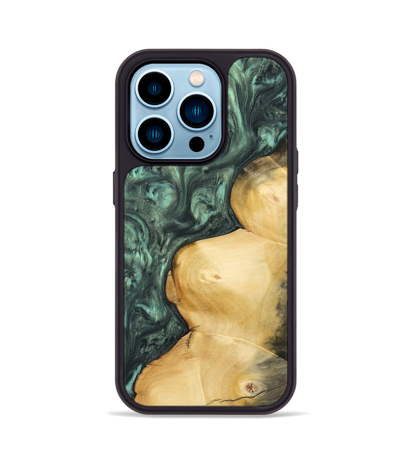 iPhone 14 Pro Wood Phone Case - Farrah (Green, 732639)