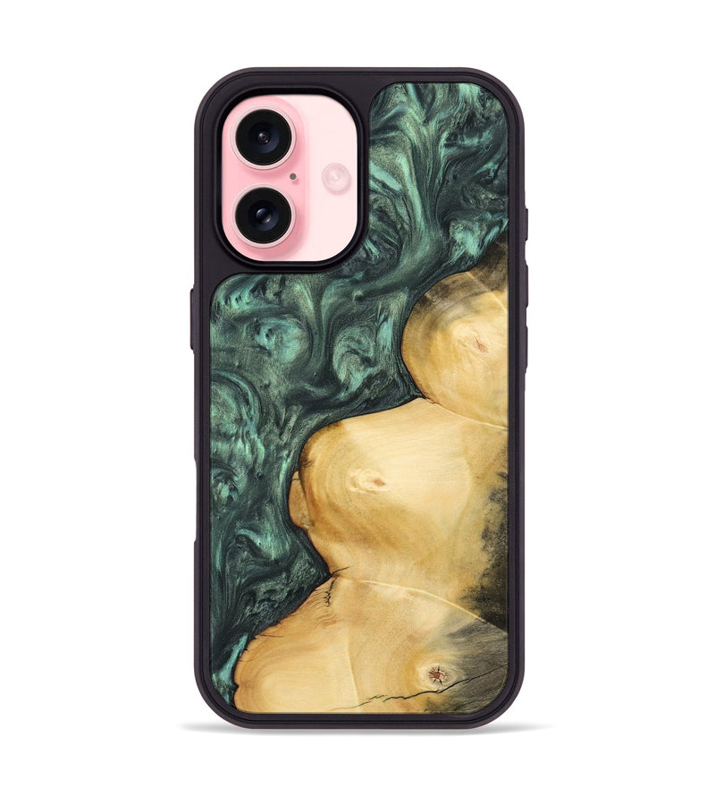 iPhone 16 Wood Phone Case - Farrah (Green, 732639)