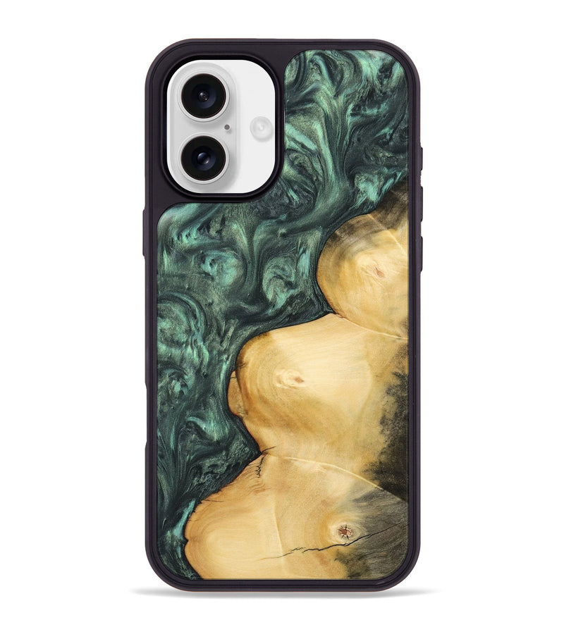 iPhone 16 Plus Wood Phone Case - Farrah (Green, 732639)