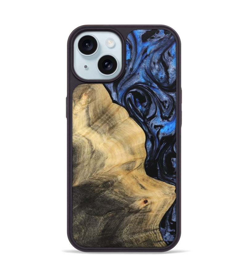 iPhone 15 Wood Phone Case - Iteam (Blue, 732909)