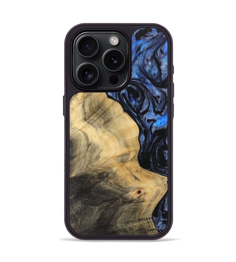 iPhone 15 Pro Wood Phone Case - Iteam (Blue, 732909)