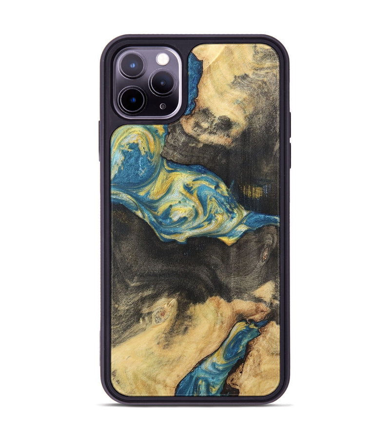 iPhone 11 Pro Max Wood Phone Case - Taylor (Teal & Gold, 732910)