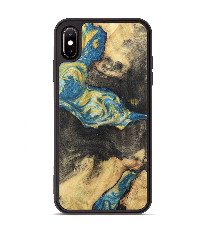 iPhone Xs Max Wood Phone Case - Taylor (Teal & Gold, 732910)