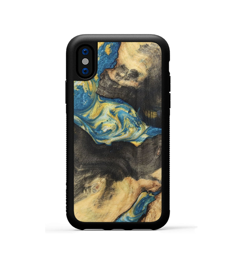 iPhone Xs Wood Phone Case - Taylor (Teal & Gold, 732910)