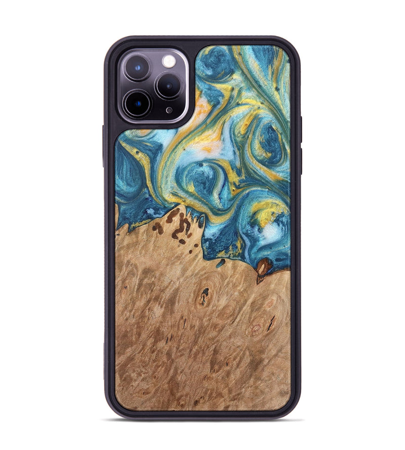 iPhone 11 Pro Max Wood Phone Case - Kast (Teal & Gold, 732911)