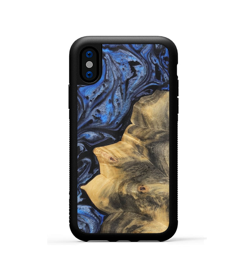 iPhone Xs Wood Phone Case - Gusta (Blue, 732917)