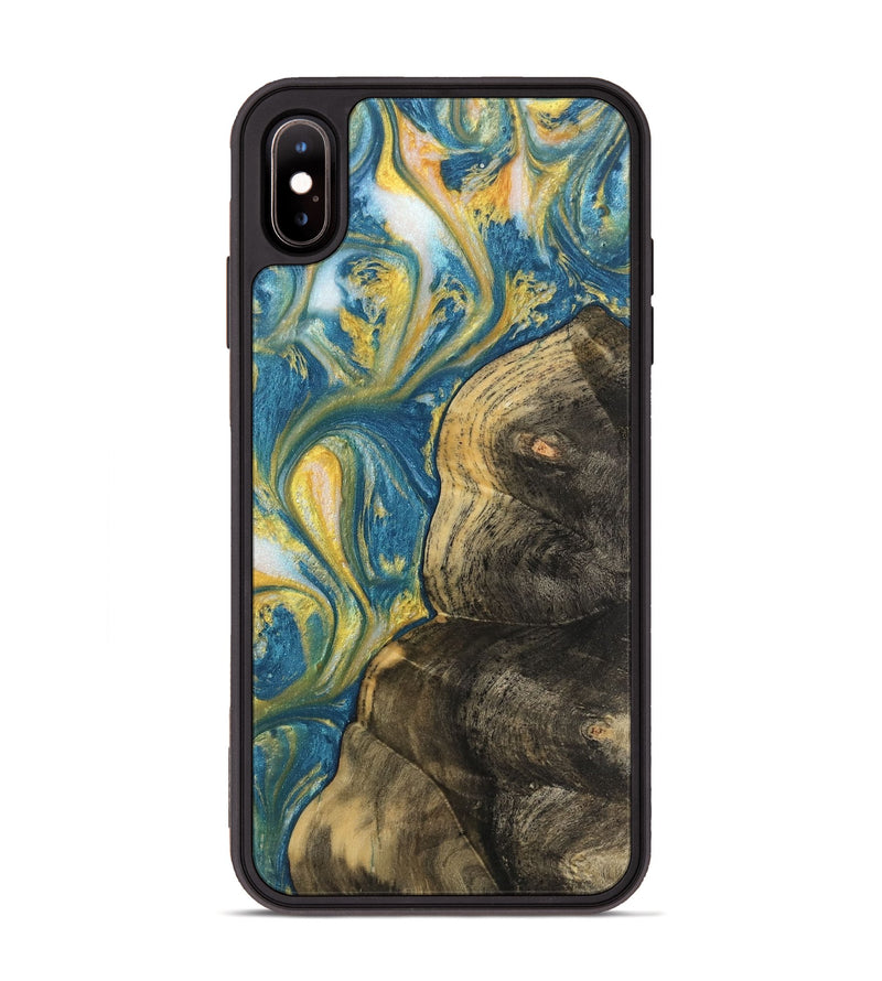 iPhone Xs Max Wood Phone Case - Trev (Teal & Gold, 732918)