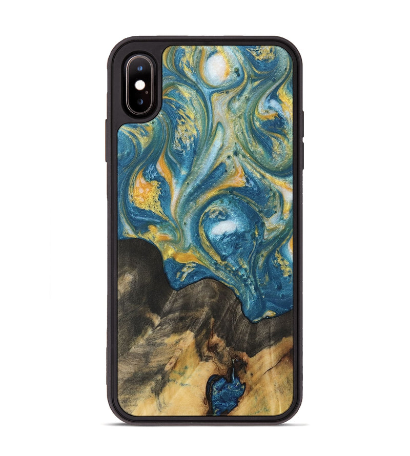 iPhone Xs Max Wood Phone Case - Dory (Teal & Gold, 732922)