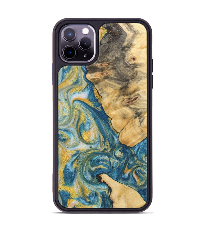 iPhone 11 Pro Max Wood Phone Case - Lindie (Teal & Gold, 732923)