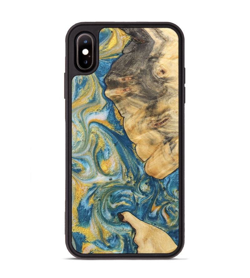 iPhone Xs Max Wood Phone Case - Lindie (Teal & Gold, 732923)