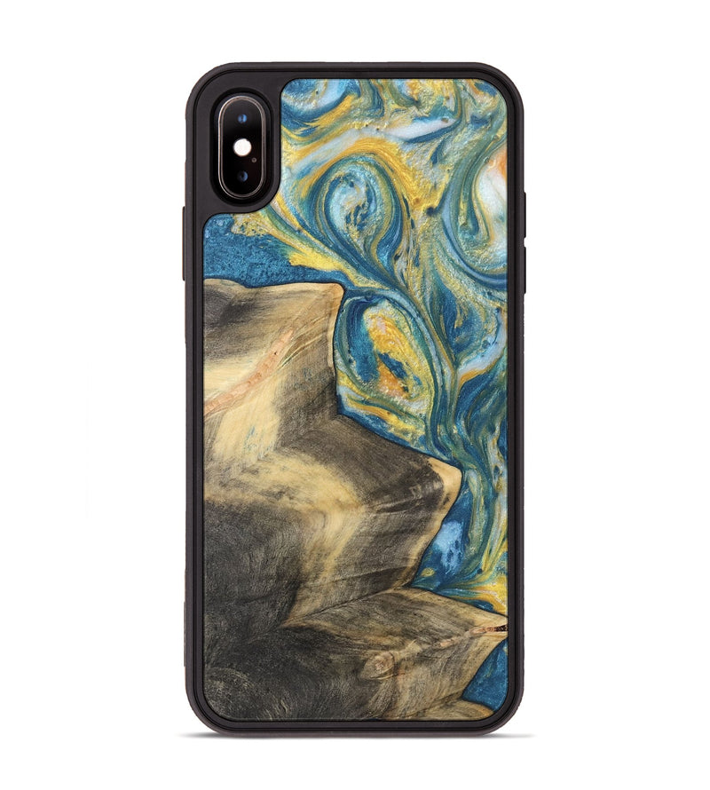 iPhone Xs Max Wood Phone Case - Cornell (Teal & Gold, 732924)