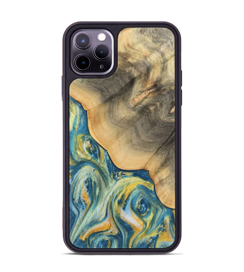 iPhone 11 Pro Max Wood Phone Case - Noma (Teal & Gold, 732925)