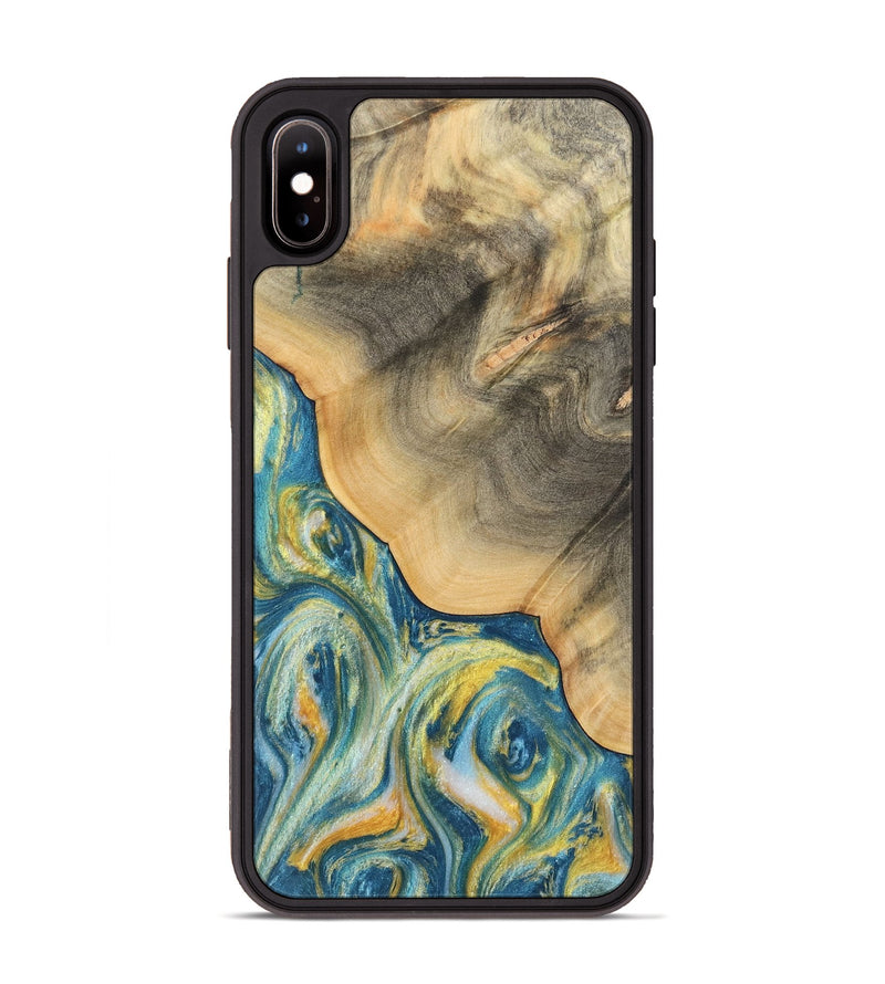 iPhone Xs Max Wood Phone Case - Noma (Teal & Gold, 732925)