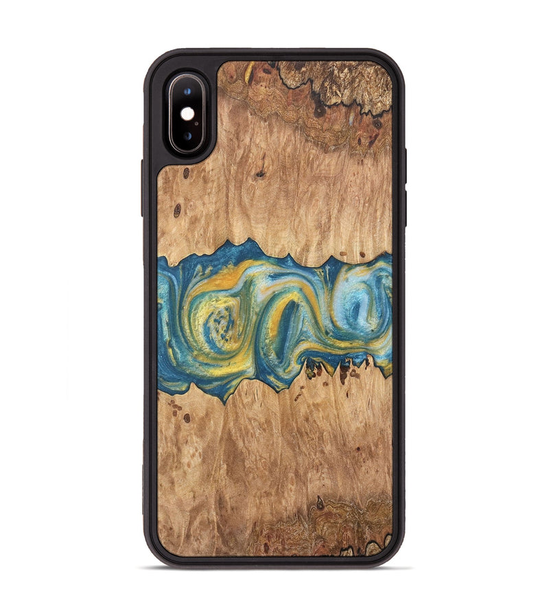 iPhone Xs Max Wood Phone Case - Manerva (Teal & Gold, 732934)