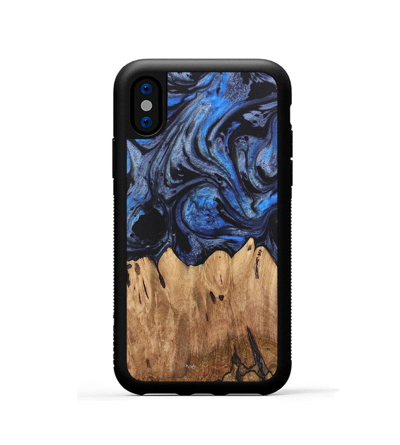 iPhone Xs Wood Phone Case - Vessie (Blue, 732936)