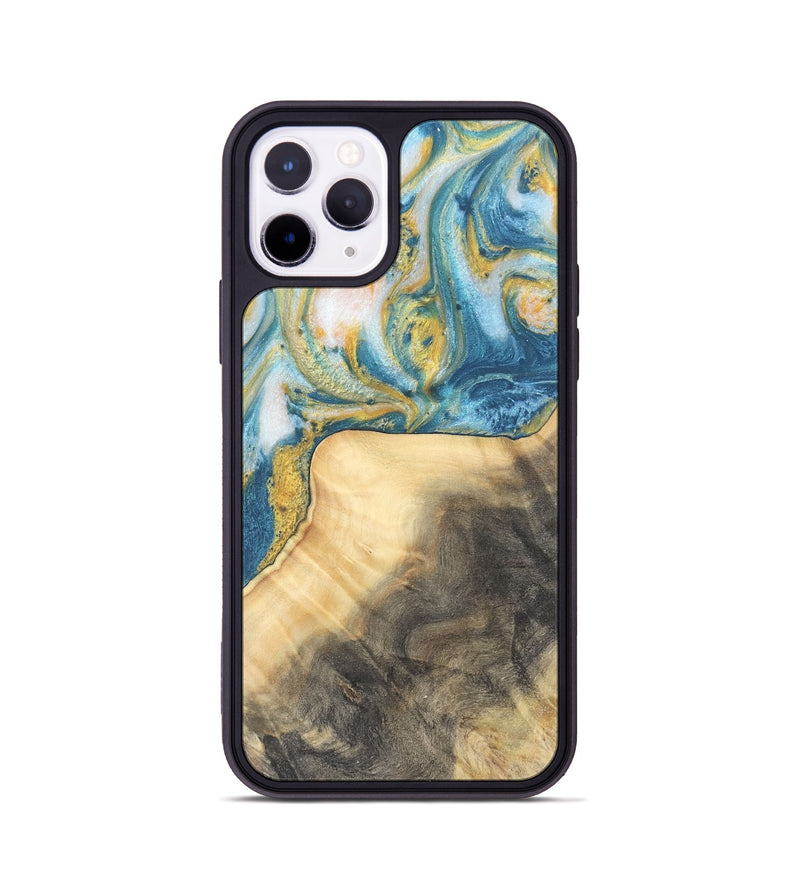 iPhone 11 Pro Wood Phone Case - Benni (Teal & Gold, 732941)