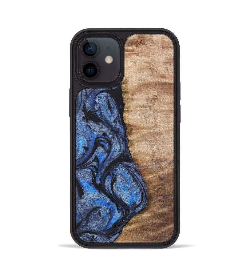 iPhone 12 Wood Phone Case - Manda (Blue, 732945)