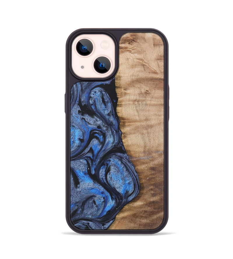 iPhone 14 Wood Phone Case - Manda (Blue, 732945)