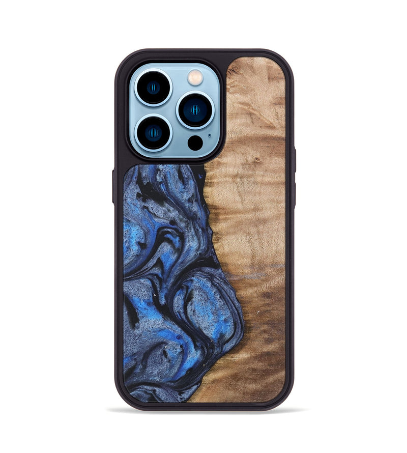 iPhone 14 Pro Wood Phone Case - Manda (Blue, 732945)