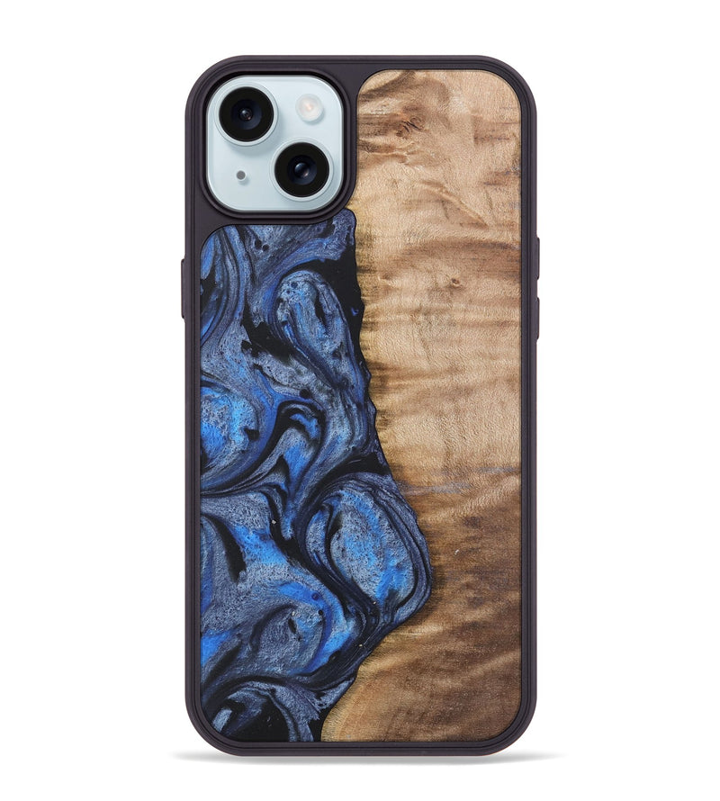 iPhone 15 Plus Wood Phone Case - Manda (Blue, 732945)