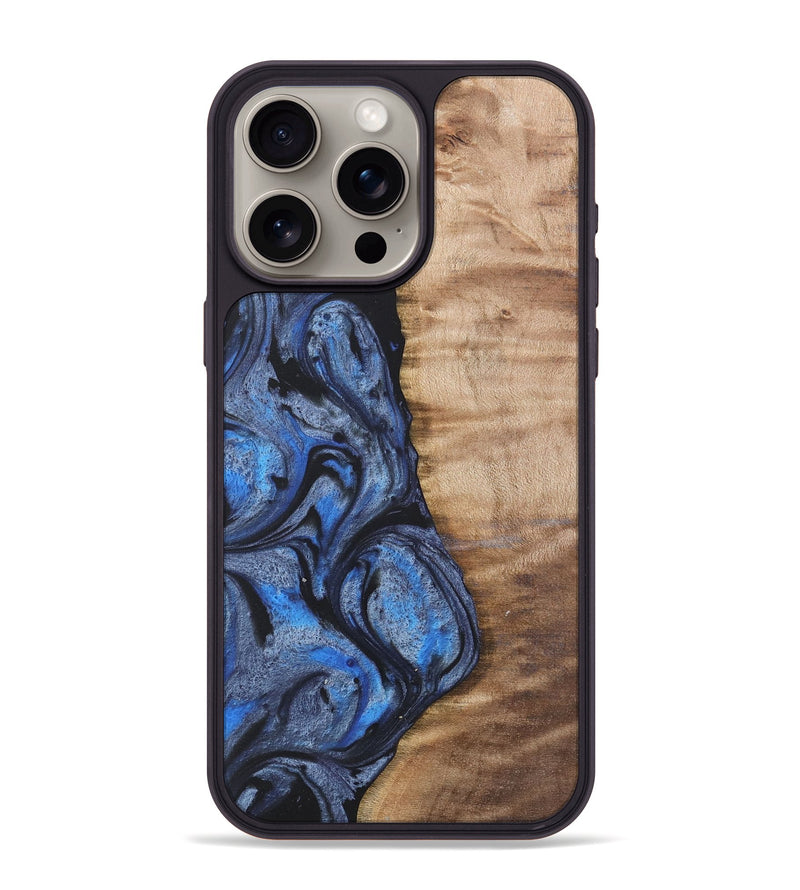 iPhone 15 Pro Max Wood Phone Case - Manda (Blue, 732945)