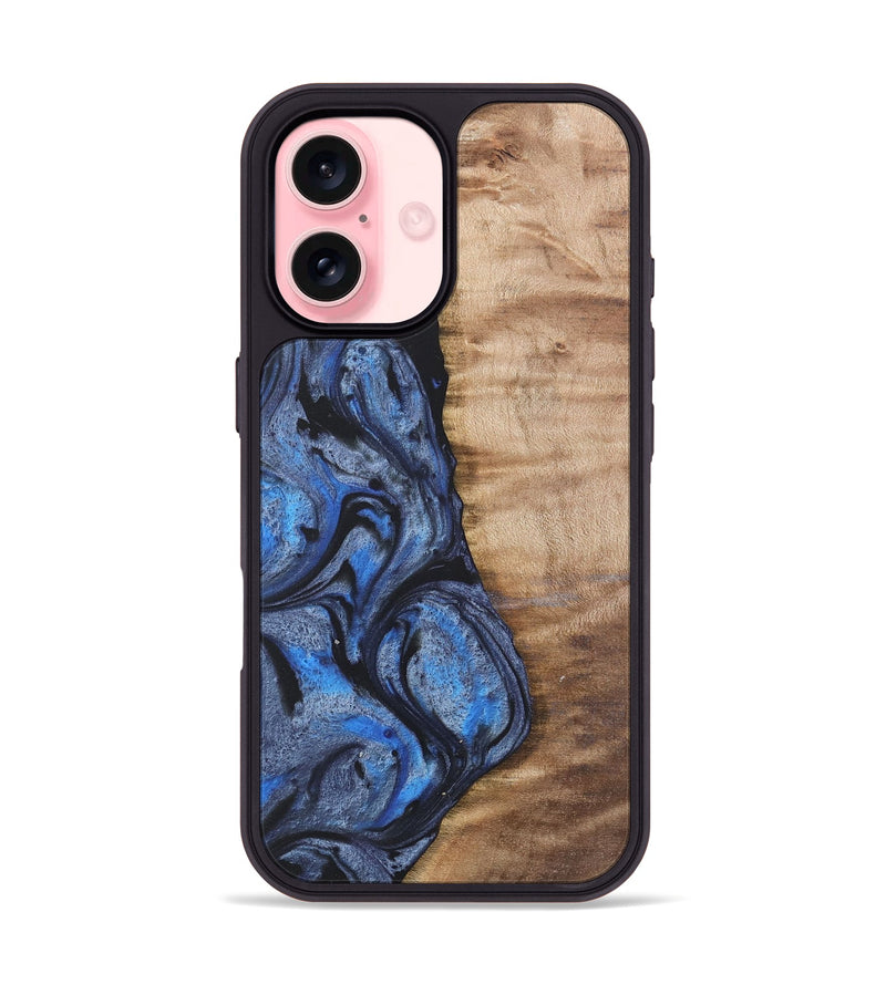 iPhone 16 Wood Phone Case - Manda (Blue, 732945)