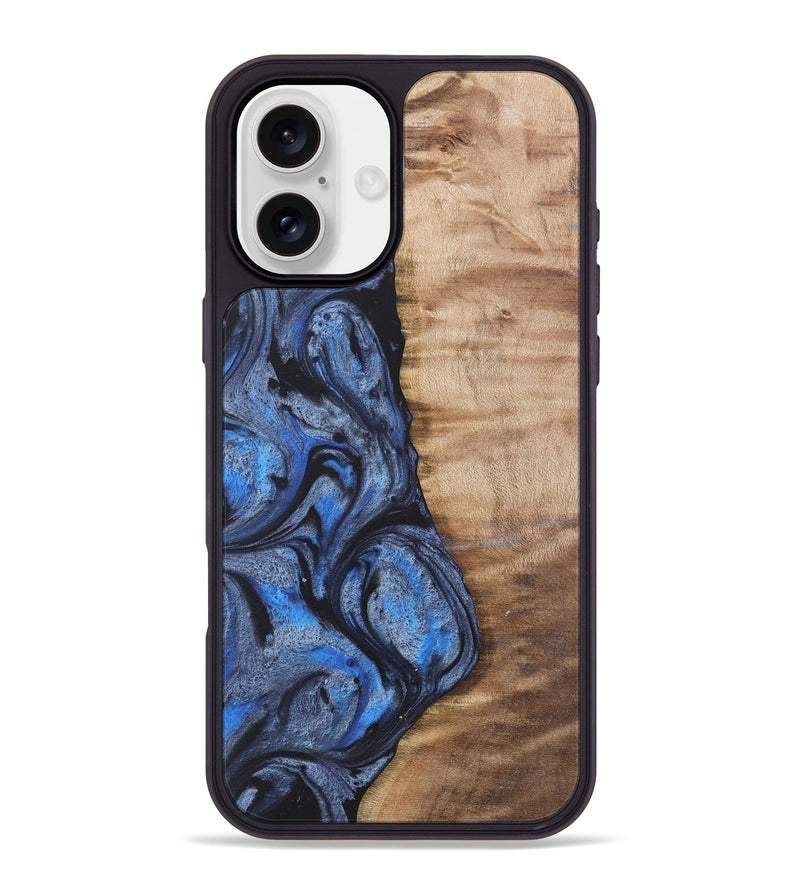 iPhone 16 Plus Wood Phone Case - Manda (Blue, 732945)