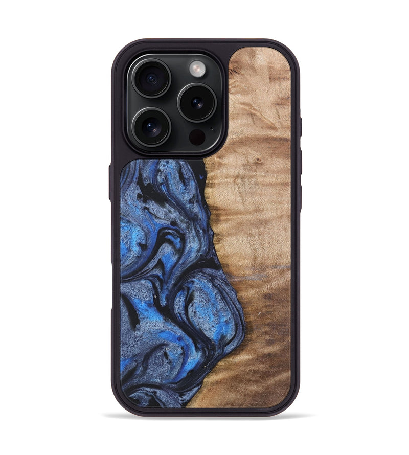 iPhone 16 Pro Wood Phone Case - Manda (Blue, 732945)