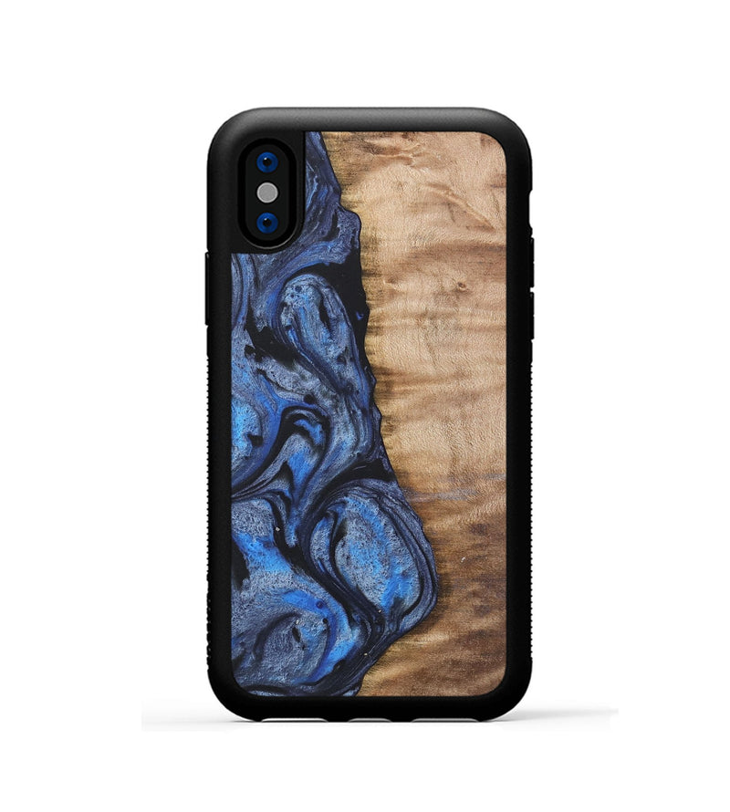 iPhone Xs Wood Phone Case - Manda (Blue, 732945)