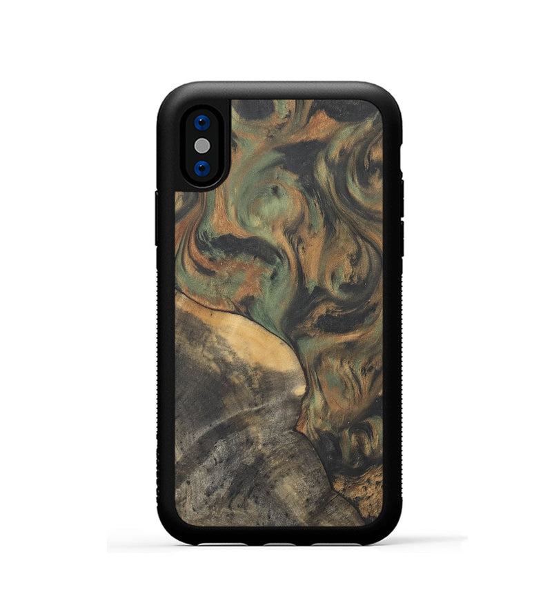 iPhone Xs Wood Phone Case - Eduardo (Green, 732948)