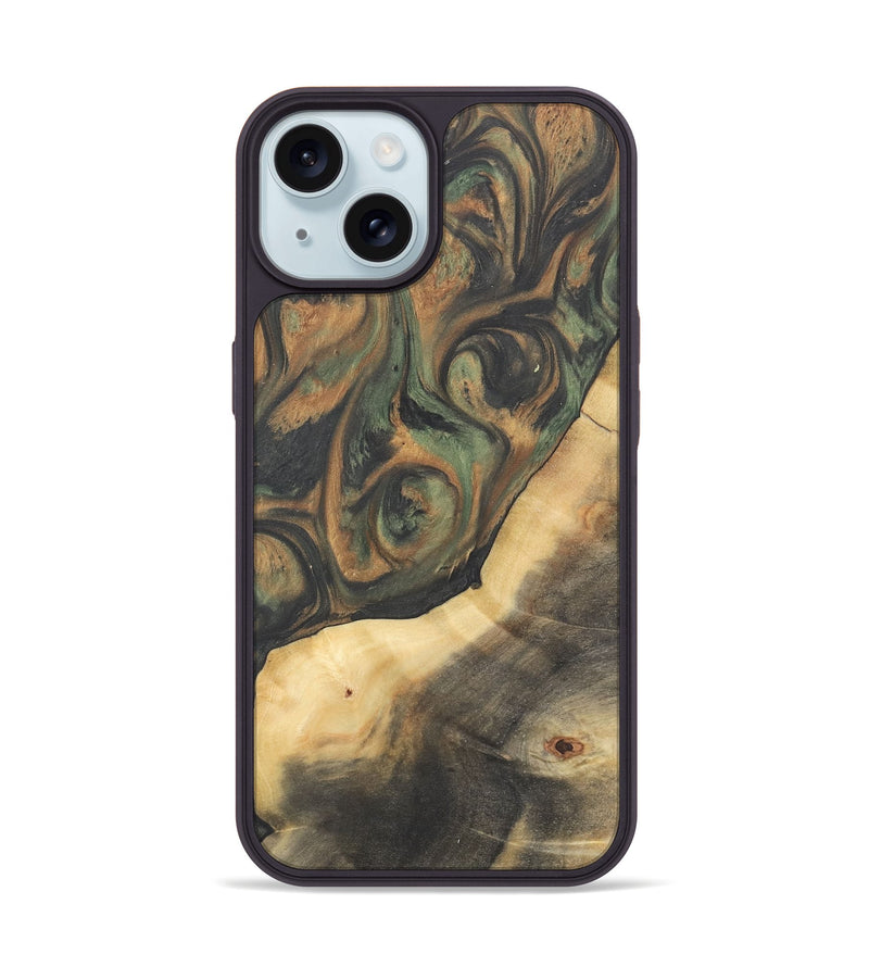 iPhone 15 Wood Phone Case - Terry (Green, 732949)