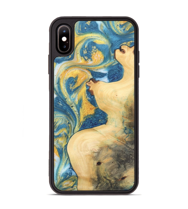 iPhone Xs Max Wood Phone Case - Blaine (Teal & Gold, 732952)