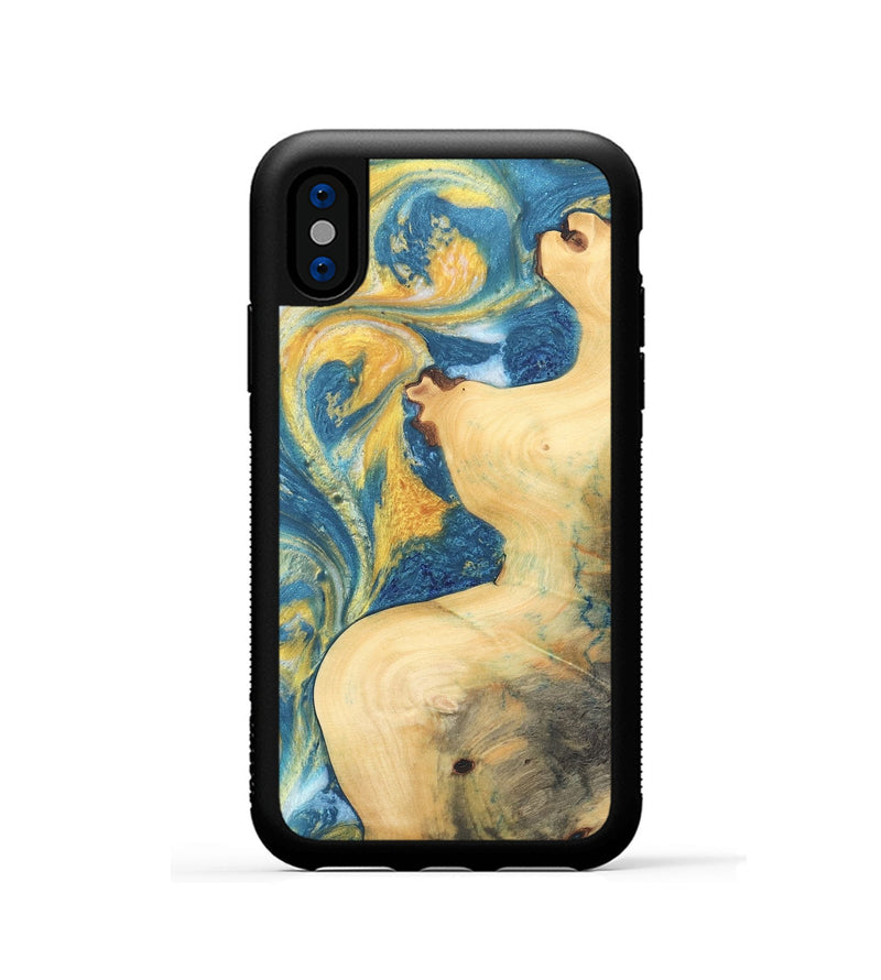 iPhone Xs Wood Phone Case - Blaine (Teal & Gold, 732952)