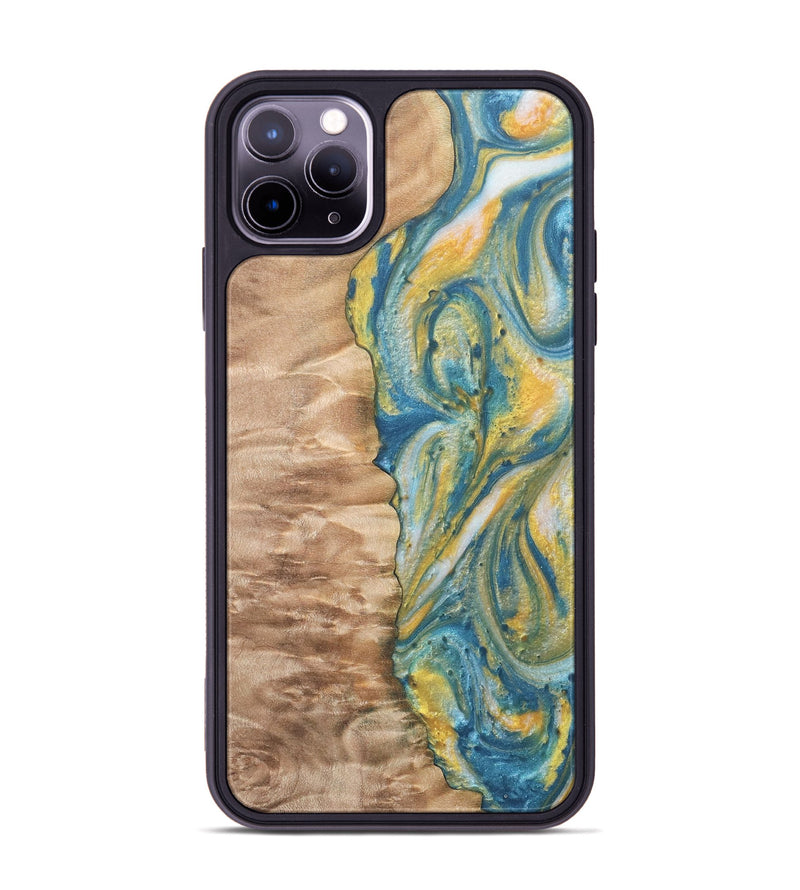 iPhone 11 Pro Max Wood Phone Case - Marco (Teal & Gold, 732954)