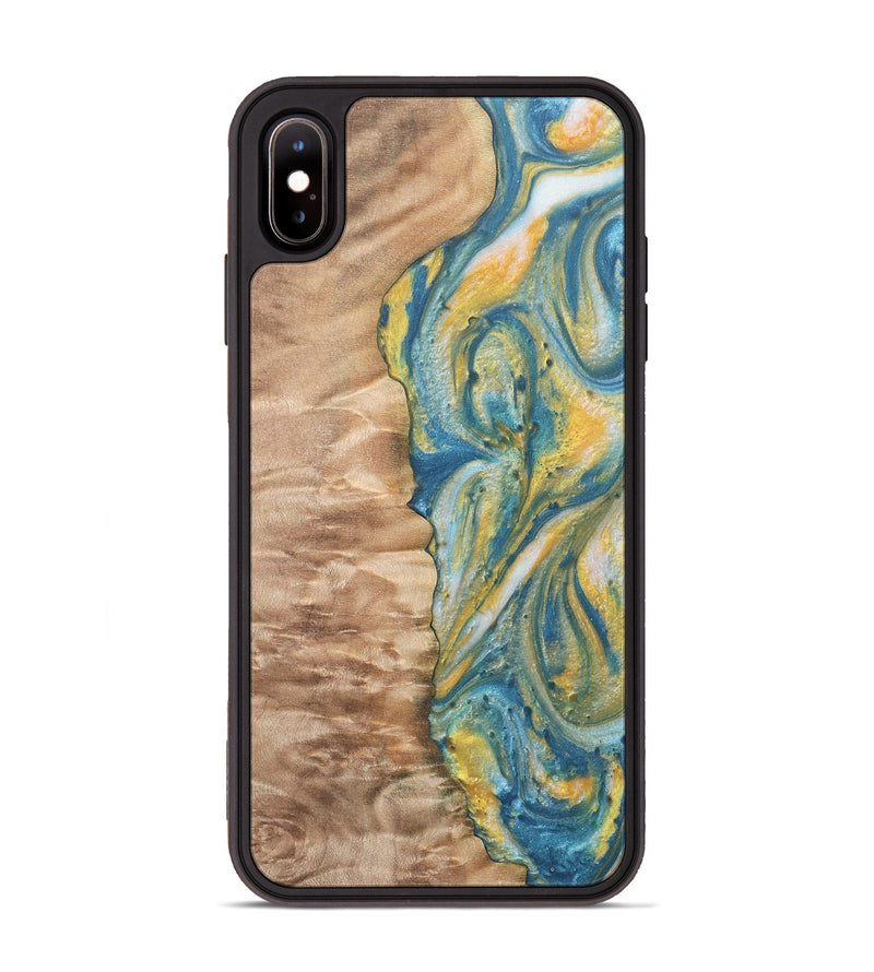 iPhone Xs Max Wood Phone Case - Marco (Teal & Gold, 732954)