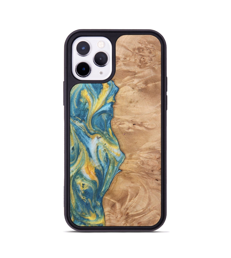 iPhone 11 Pro Wood Phone Case - Partha (Teal & Gold, 732957)