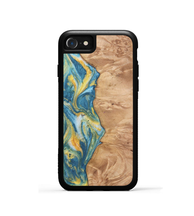 iPhone SE Wood Phone Case - Partha (Teal & Gold, 732957)