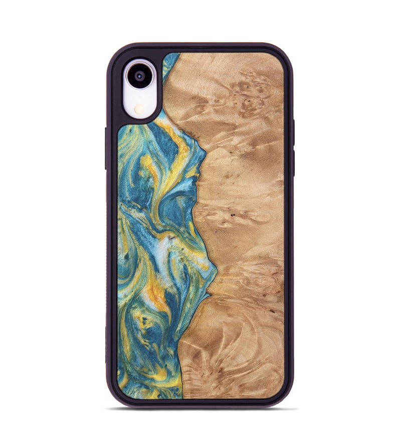 iPhone Xr Wood Phone Case - Partha (Teal & Gold, 732957)