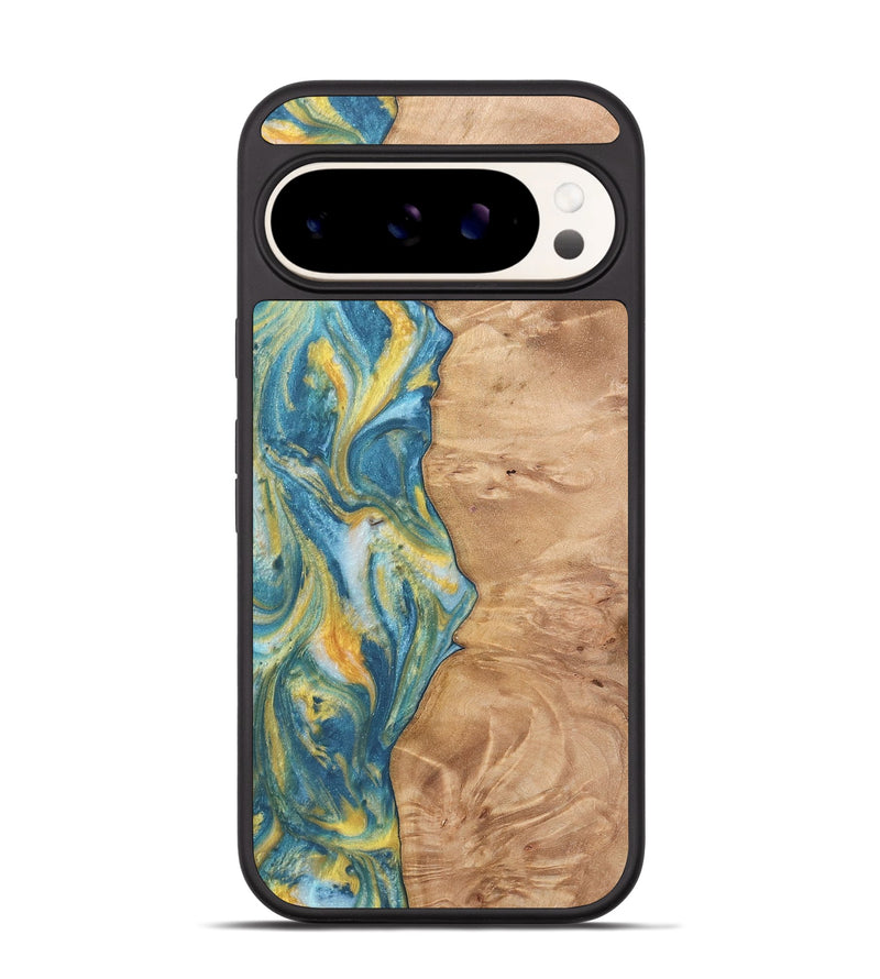 Pixel 9 Pro Wood Phone Case - Partha (Teal & Gold, 732957)