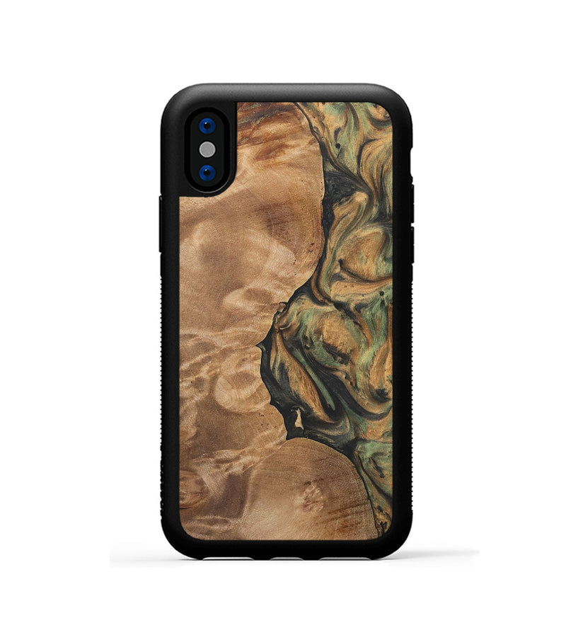 iPhone Xs Wood Phone Case - Leung (Green, 732968)