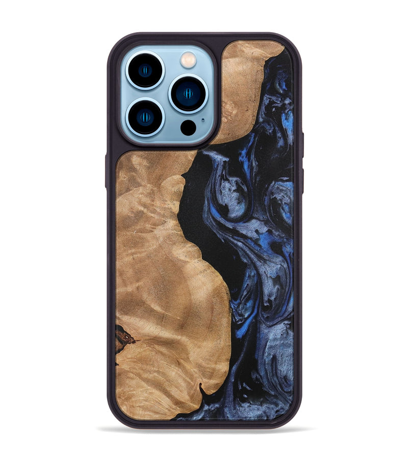 iPhone 14 Pro Max Wood Phone Case - Renelle (Blue, 732976)