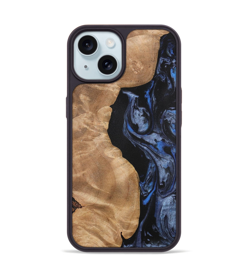 iPhone 15 Wood Phone Case - Renelle (Blue, 732976)