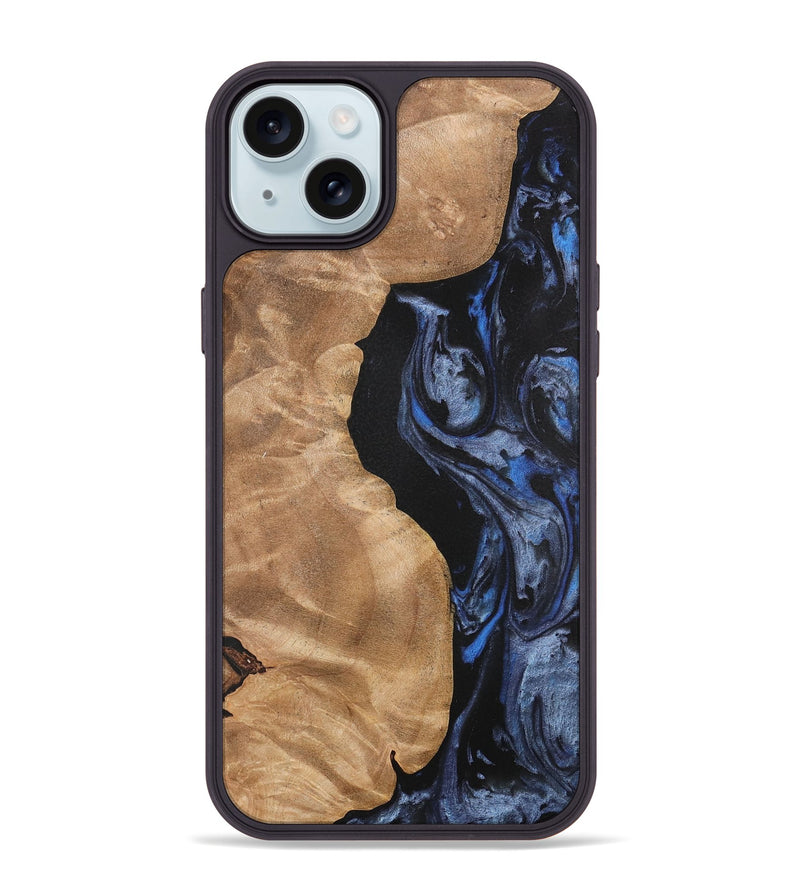 iPhone 15 Plus Wood Phone Case - Renelle (Blue, 732976)