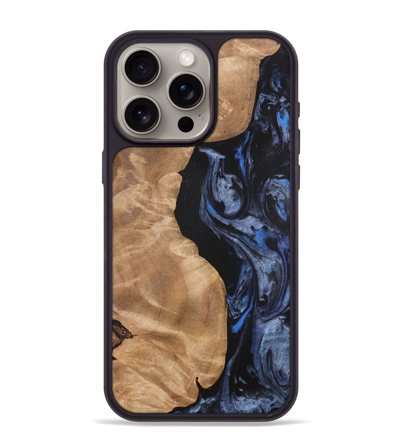 iPhone 15 Pro Max Wood Phone Case - Renelle (Blue, 732976)