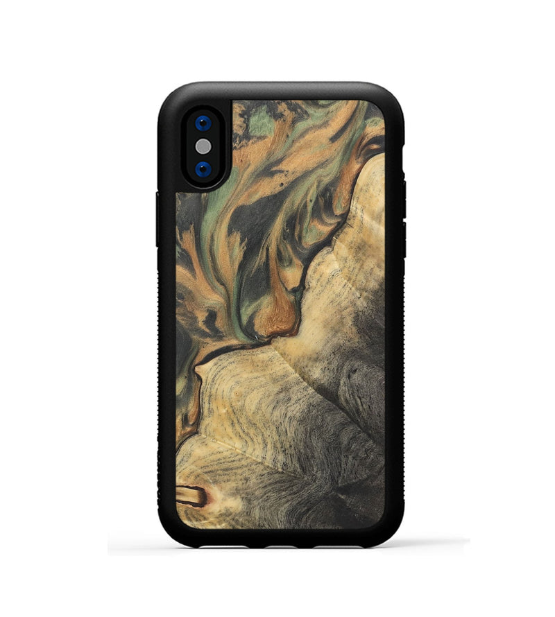 iPhone Xs Wood Phone Case - Oleta (Green, 732978)